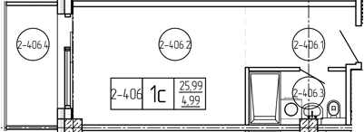 Студия, 25.99 м², 4/9 этаж, ЖК «Лучи»