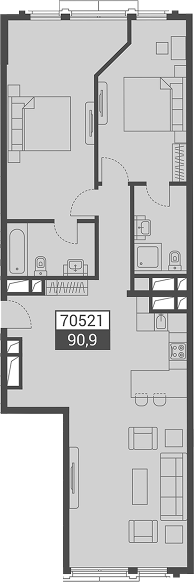 Объект, 90.9 м², 4/7 этаж, ЖК «Красная поляна 540»