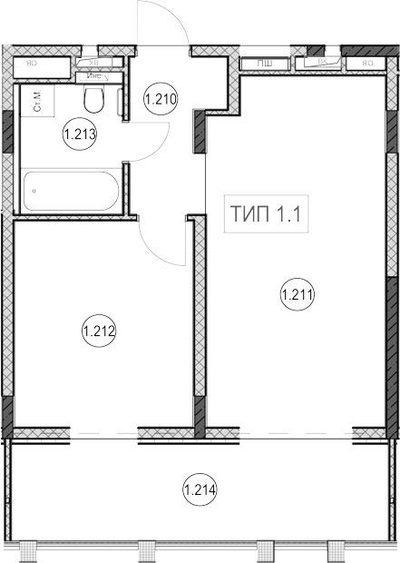1-комн., 40.7 м², 2/5 этаж, ЖК «ГК Сан Гарден Хотел&СПА»