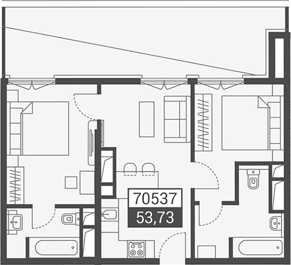 Объект, 69.5 м², 7/7 этаж, ЖК «Красная поляна 540»
