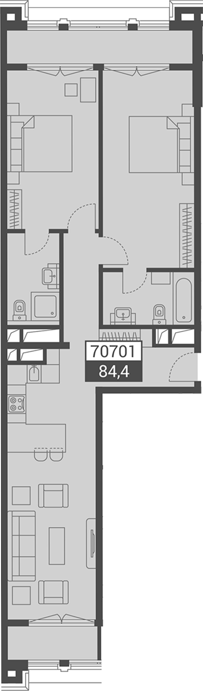 Объект, 84.4 м², 2/7 этаж, ЖК «Красная поляна 540»