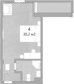 Студия, 30.2 м², 3/3 этаж, ЖК «Грейс Лазурь»
