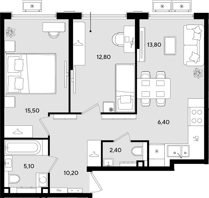 3-комн., 66.2 м², 2/9 этаж, ЖК «Порто-Ново»