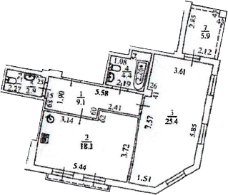 1-комн., 60.1 м², 4/8 этаж, ЖК «Апарт-отель Вальсет»