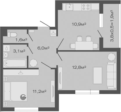 Продается 2-комн. квартира, 45.6 м²