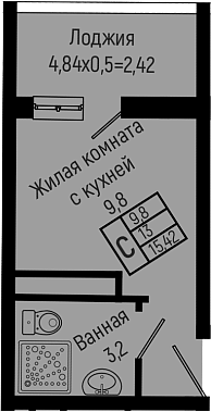Студия, 13 м², 10/14 этаж, ЖК «Sun Hills Ольгинка»