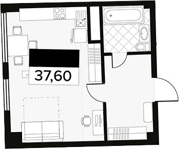 Объект, 37.6 м², 5/14 этаж, ЖК «Горизонт. AVA Сочи»