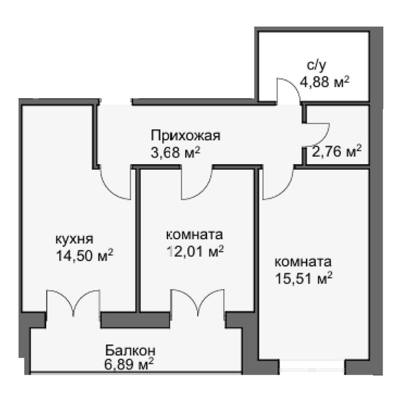 2-комн., 54.2 м², 7/8 этаж, ЖК «Центральный двор»