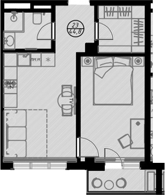 Студия, 41.6 м², 4/7 этаж, ЖК «Оливия»