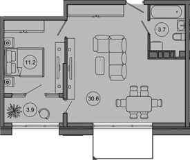 2-комн., 45.5 м², 2/10 этаж, ЖК «Гостиничный комплекс GREENMONT»