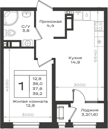 1-комн. Нагория