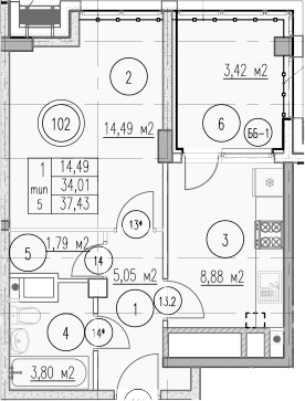 1-комн., 34.01 м², 8/10 этаж, ЖК «Agoy Park Residence by Lavicon»