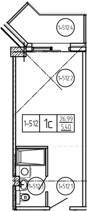 Студия, 26.99 м², 4/9 этаж, ЖК «Лучи»