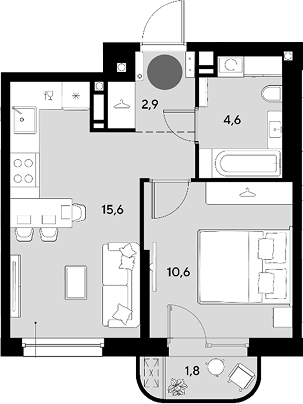Продается 2-комн. квартира, 33.7 м²