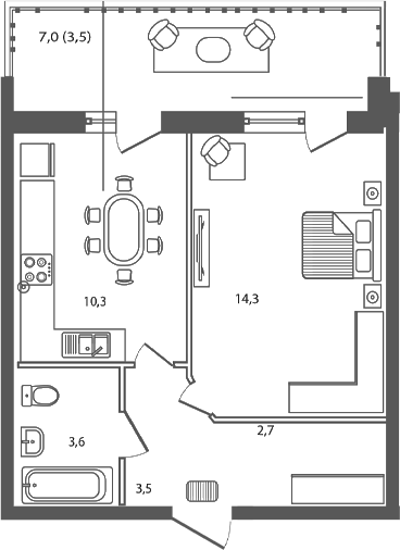 Продается 1-комн. квартира, 34.4 м²