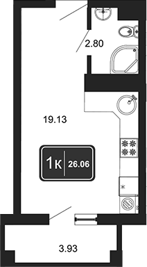 Студия, 22.13 м², 8/8 этаж, ЖК «Гостиничный комплекс Marine Garden 4»
