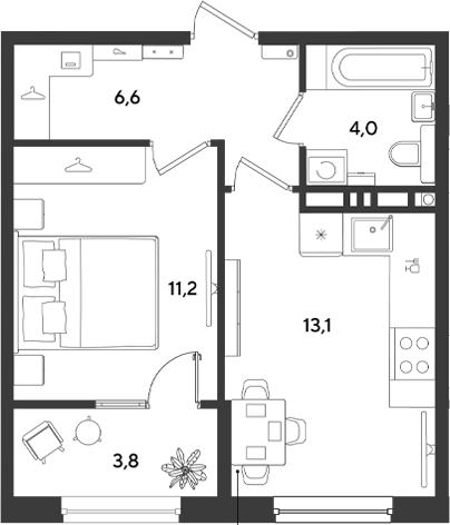 Продается 1-комн. квартира, 34.9 м²