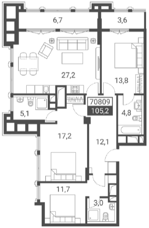 Продается 1-комн. квартира, 94.9 м²