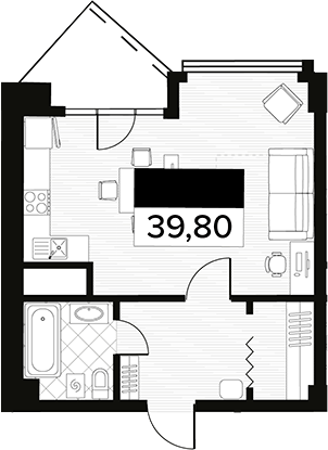 Объект, 39.8 м², 4/14 этаж, ЖК «Горизонт. AVA Сочи»