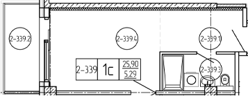 Студия, 27.31 м², 3/9 этаж, ЖК «Лучи»