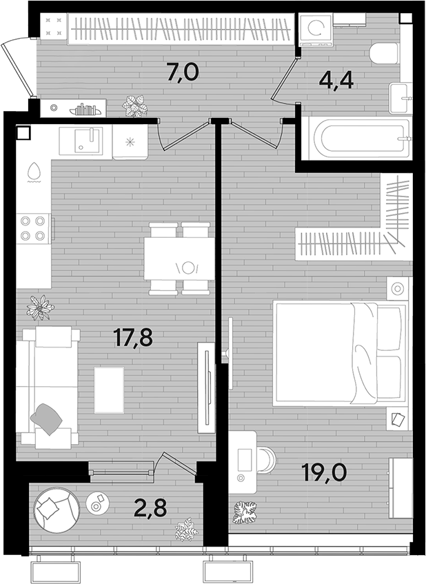 Продается 1-комн. квартира, 48.2 м²