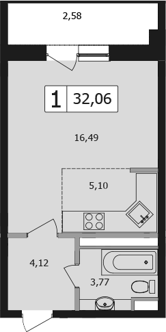 Студия, 29.48 м², 16/16 этаж, ЖК «Жемчужина»