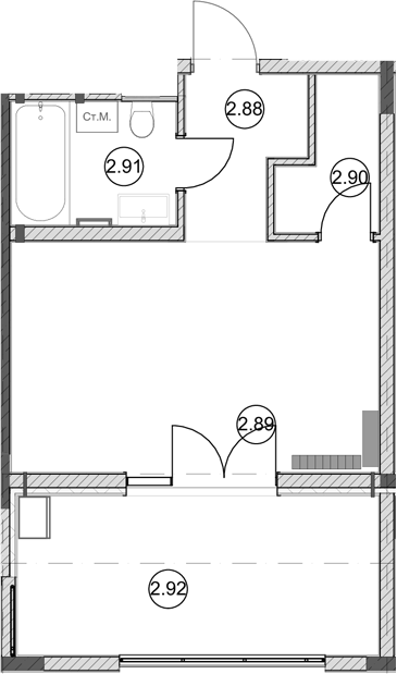 Студия, 28.6 м², 2/5 этаж, ЖК «Эден Ривьера»