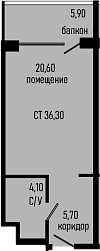 Студия, 30.4 м², 4/8 этаж, ЖК «Курортный отель Алеан Селект Агой»