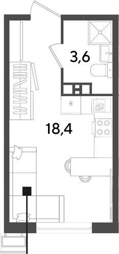 Студия, 22 м², 5/9 этаж, ЖК «Парк Победы»