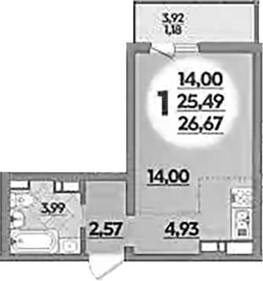 Студия, 25.49 м², 5/9 этаж, ЖК «Предгорье Лаго-Наки»