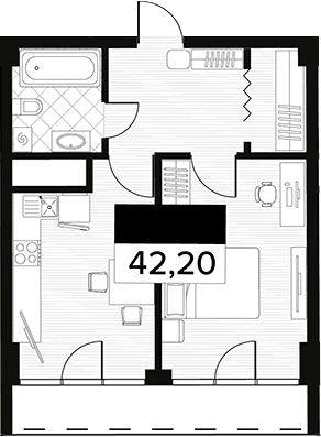 Объект, 42.2 м², 4/14 этаж, ЖК «Горизонт. AVA Сочи»
