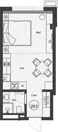 Студия, 29.5 м², 6/7 этаж, ЖК «Оливия»
