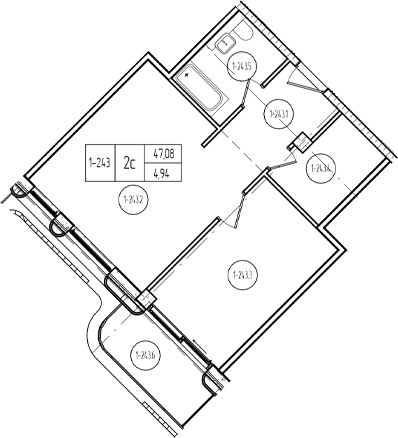 2-комн., 50.3 м², 2/9 этаж, ЖК «Лучи»