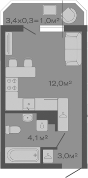 Продается 1-комн. квартира, 19.1 м²