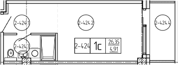 Студия, 26.99 м², 4/9 этаж, ЖК «Лучи»