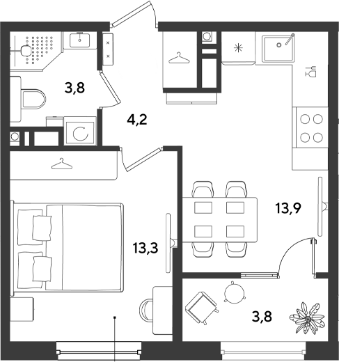 1-комн., 35.2 м², 3/18 этаж, ЖК «Ридз»