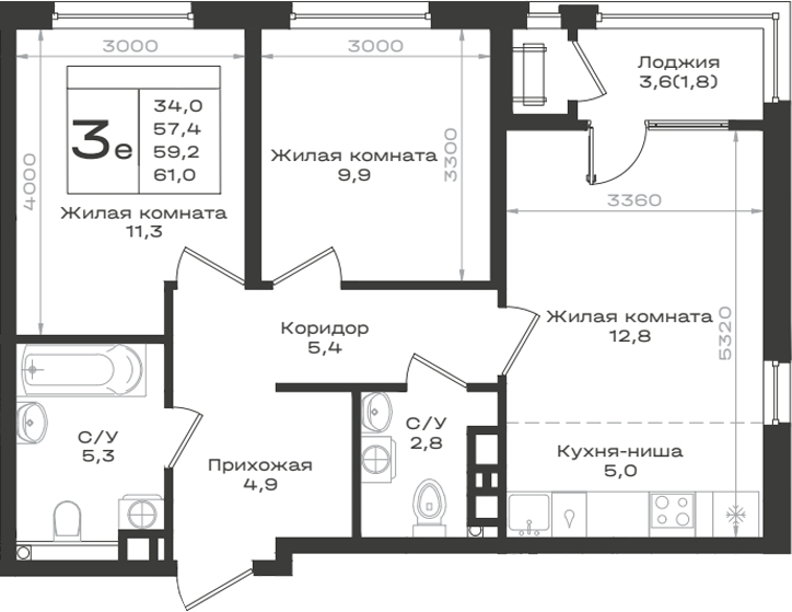 3-комн. Нагория