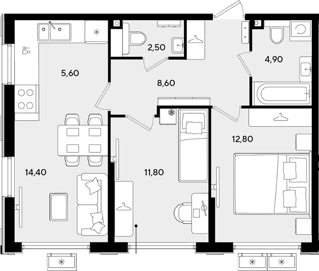 Продается 3-комн. квартира, 60.6 м²