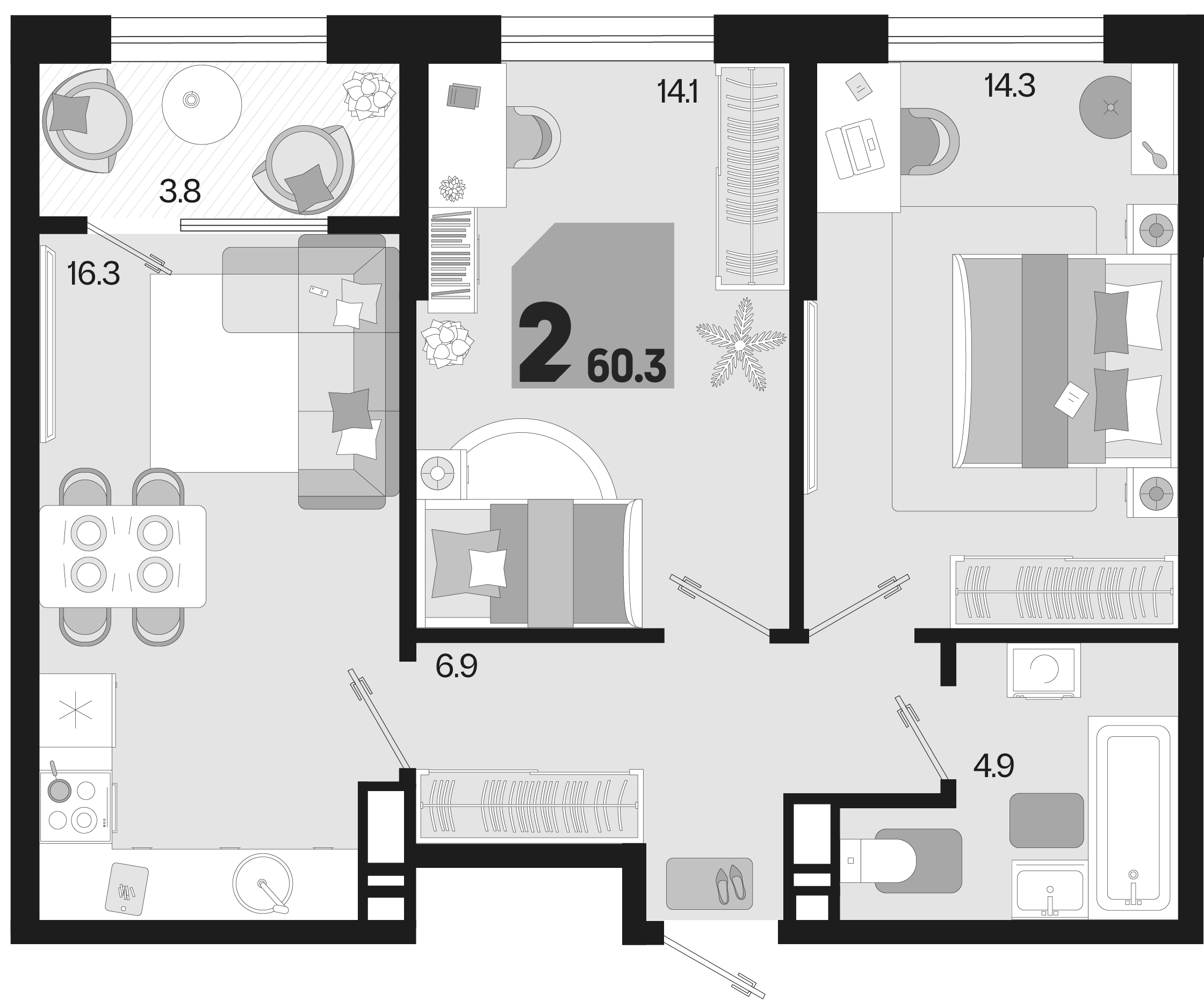 Продается 3-комн. квартира, 56.5 м²