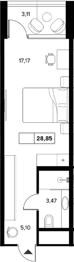 Продается 1-комн. квартира, 25.74 м²
