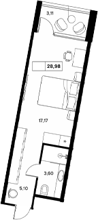 Студия, 25.87 м², 6/8 этаж, ЖК «Гостиничный комплекс Белые ночи»