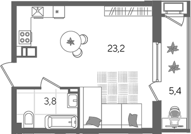 Студия, 27 м², 9/24 этаж, ЖК «Рекорд»