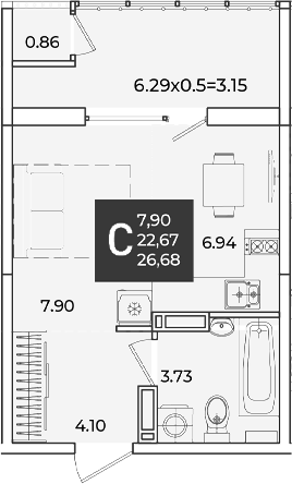 Студия, 22.67 м², 18/18 этаж, ЖК «Образцово»