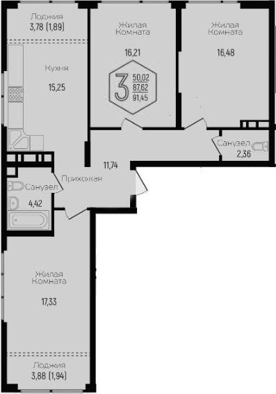 4+ комнаты, 85.37 м², 4/24 этаж, ЖК «Гарантия PRIME»