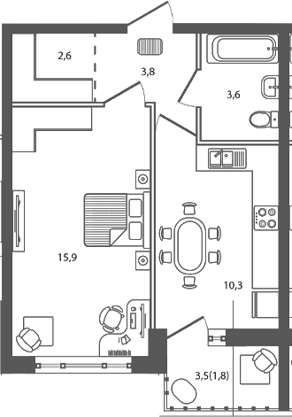 Продается 1-комн. квартира, 36.2 м²