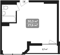 Объект, 30.3 м², 11/11 этаж, ЖК «Море»