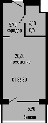 Студия, 30.4 м², 8/8 этаж, ЖК «Курортный отель Алеан Селект Агой»