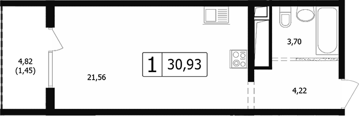 Студия, 28.05 м², 18/24 этаж, ЖК «Парусная регата»
