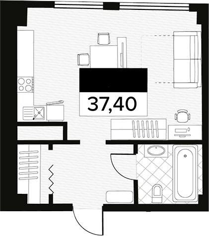 Объект, 37.4 м², 5/14 этаж, ЖК «Горизонт. AVA Сочи»