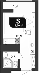 Студия, 16.4 м², 19/19 этаж, ЖК «Сочи Парк»
